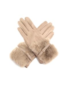 C027 Faux Fur Buckle Gloves
