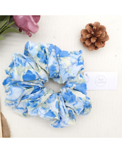 HA1009 Blue Oversized Floral Scrunchie