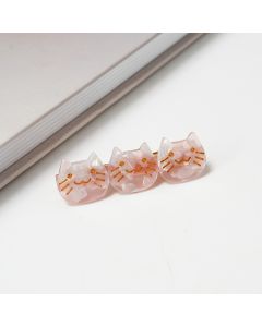 HC1305 Cat Faces Pink Hair Clip