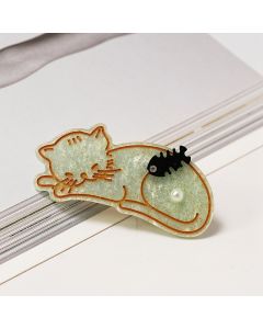 HC1323 Sleeping Cat Mint Hair Clip