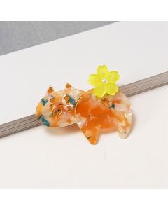 HC1331 Cat Flower Orange Hair Clip