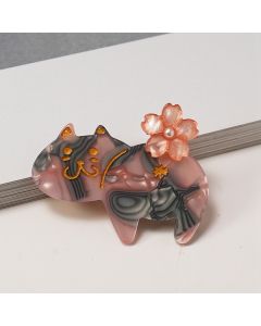HC1333 Cat Flower Grey Hair Clip