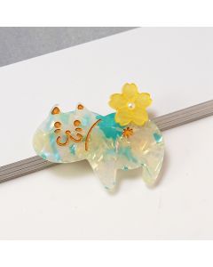 HC1334 Cat Flower Aqua Hair Clip