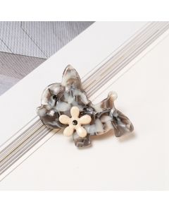 HC1336 Dog Flower Grey Hair Clip