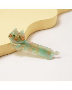 HC1347 Pretty Cat Green Hair Clip