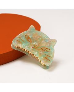 HH0680 Cat Face Green Hair Claw Clip