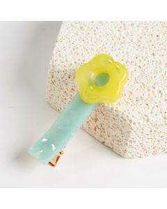 HC1373 Flower Yellow Blue Hair Clip