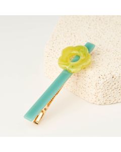 HC1381 Flower Green Blue Hair Clip