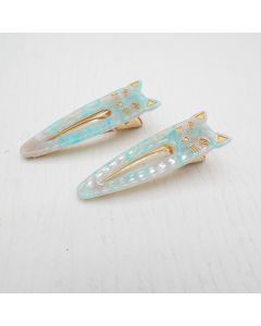 HD1007 Cat Hair Clips Twin Pack Green