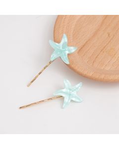 HD1045 Stars Hair Clips Twin Pack Mint