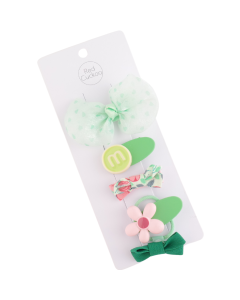 HH0103 Green Set Hair Clips Pack Of 5
