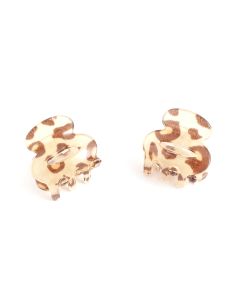 HH0172 Mini Hair Claw Clips Twin Pack Brown Leopard