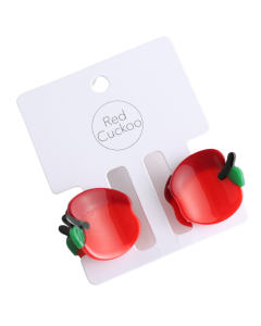 HH0663 Apple Hair Claw Clip Twin Pack Red