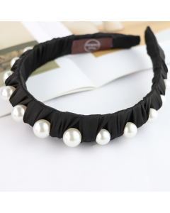 HH0667 Pearls Black Headband