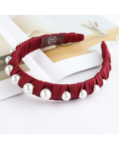 HH0672 Pearls Red Headband