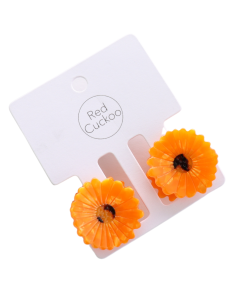 HH0760 Orange Flower Hair Claw Clip Twin Pack