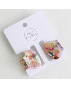 HH0778 Mini Hair Claws Pair Cat Face Multi