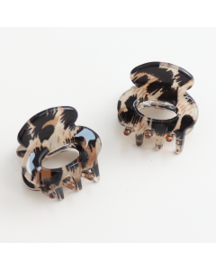 HH0987 Hair Claws Twin Pack Beige Leopard