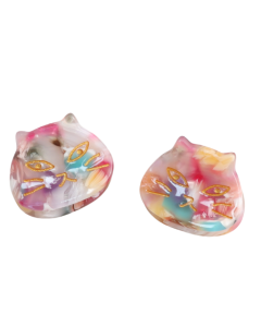 HH0993 Mini Hair Claws Pair Cat Face Multi