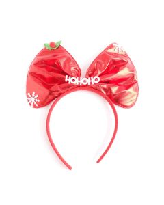 X017 Hohoho Bowtie Headband Red