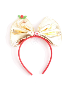X018 Hohoho Bowtie Headband Gold