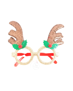 X026 Brown Glitter Antlers Glasses