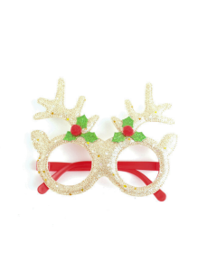 X027 Gold Glitter Antlers Glasses